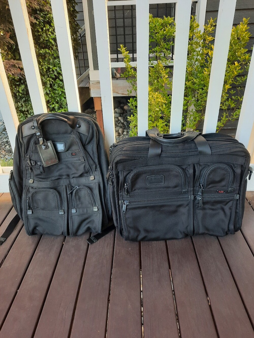 2 TUMI ALPA T-PASS Black Travel Backpack and Briefcase Set -
